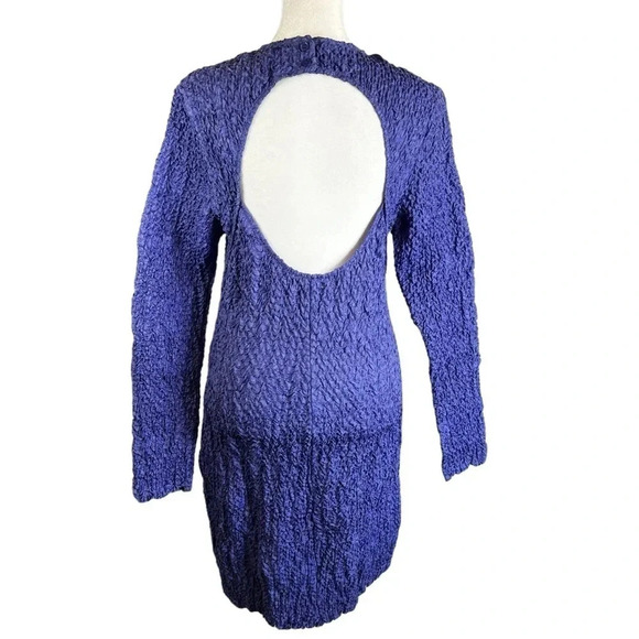 SAMSOE SAMSOE Bianca long sleeve crinkle keyhole mini dress periwinkle Large - Picture 2 of 10